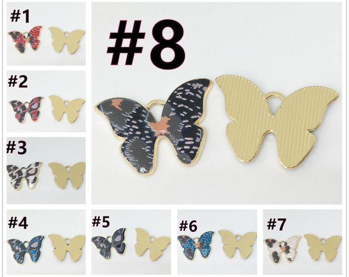 4pc 25x17.5mm metal with enamel butterfly pendants R316--pls pick a color