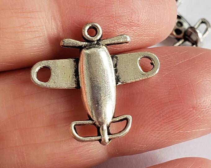 8pc 19x18mm antique silver finish plane pendants-5859H