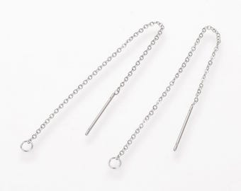 5 Pairs Stainless Steel Earring Findings, Ear Threads, Tarnish Resistant