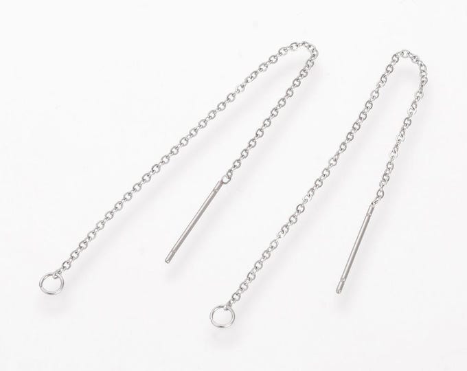 5 Pairs Stainless Steel Earring Findings, Ear Threads, Tarnish Resistant
