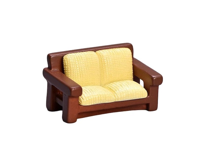 1pc Miniature Resin Made Sofa, for Dollhouse Accessory, Pretending Prop Decorations