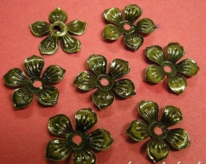 12pc 22mm antique bronze iron bead cap-1702