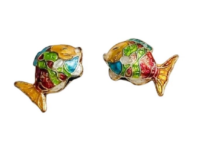 2pc 18x12mm cloisonné fish beads