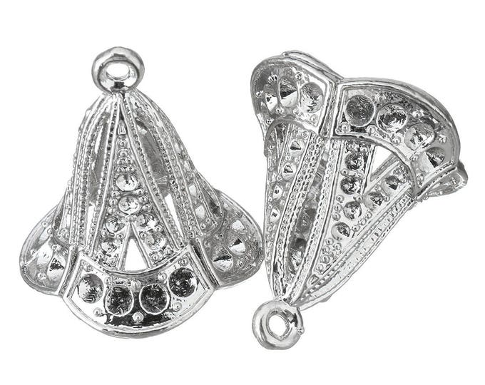 2pc 21x24mm platinum look metal bell shape large Tassel Cap Bail -7540b