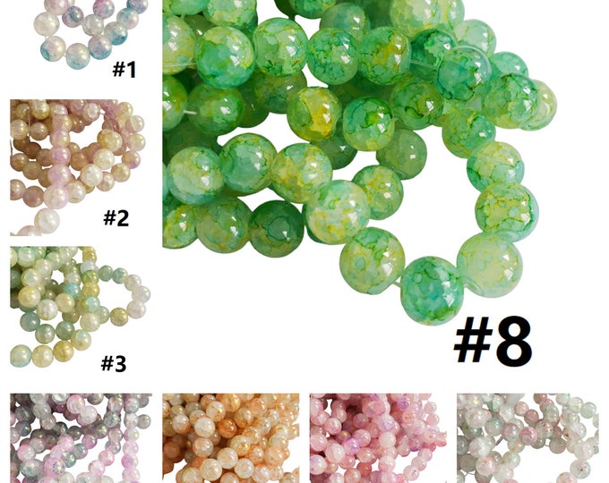 30pc 10mm Baking Painted Crackle Glass Bead Round- pls pick a color