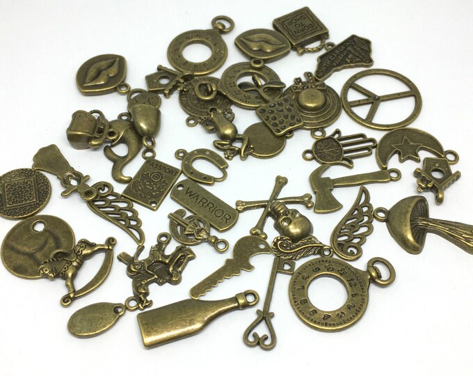 Sale- 40pcs mix style antique bronze metal alloy pendants-S456A