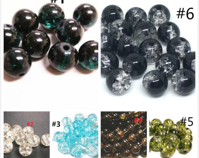 30pc 8mm crackle glass round beads-pls pick a color