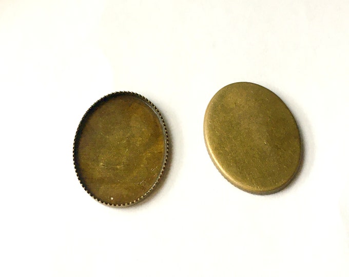 6pc brass made antique bronze finish oval cabochon settings(fit 18x13mm cabochon)-4413