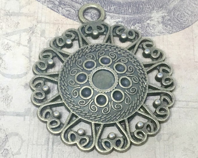 2pc 47x40mm antique bronze finish metal pendant-7132A