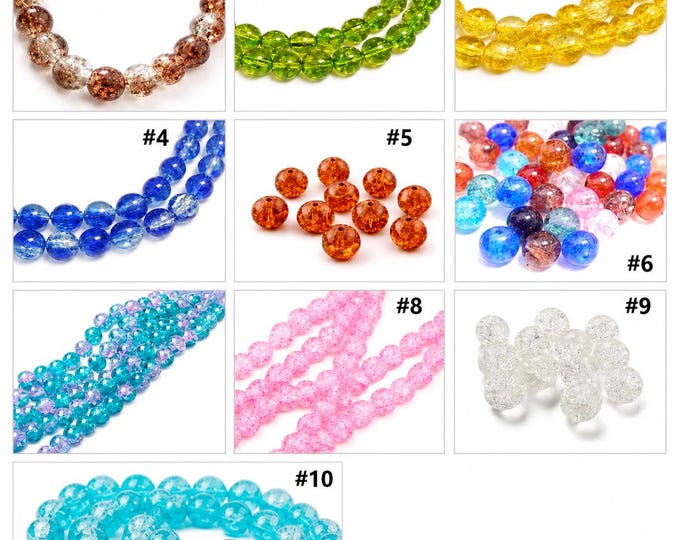 Sale-50pc 8mm  glass crackle round beads-pls pick your color