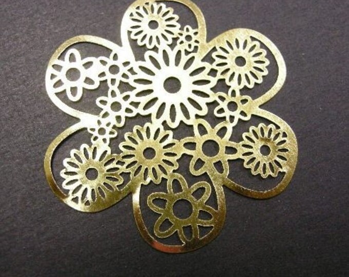 6pc gold finish iron flower pendant-3908