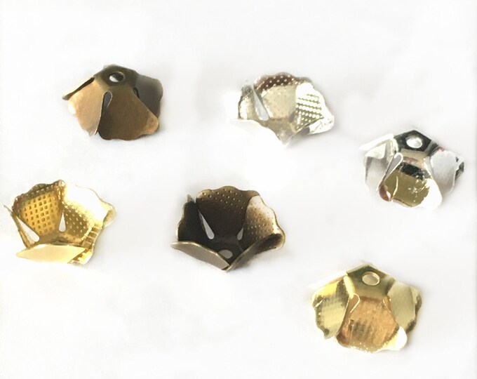 12pc 11x5mm brass made flower bead caps- pls pick a color
