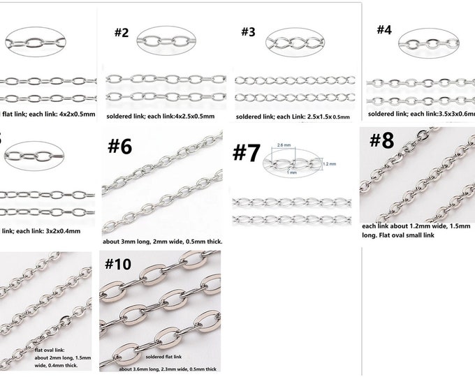 Wholesale 10 Meters Stainless Steel Link Chain on Paper Card – Choose Your Style – Jewelry Making Supplies