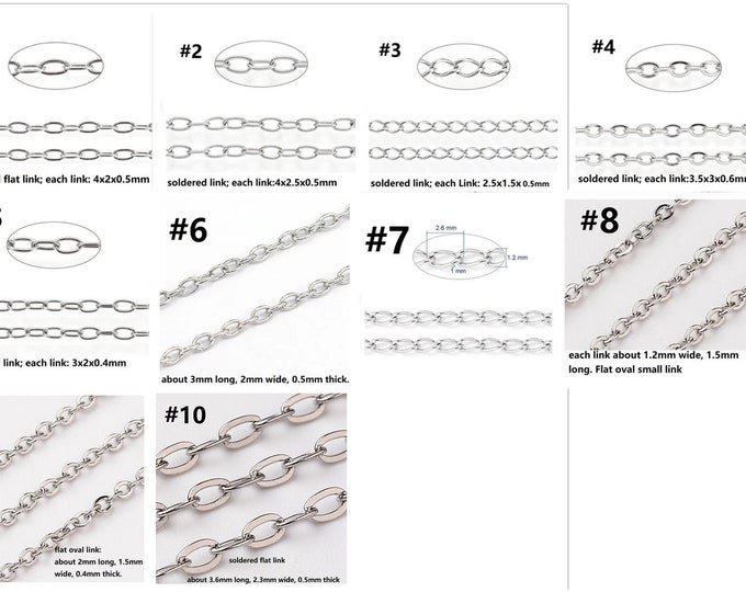 Wholesale 10 meters  stainless steel  link chain on paper card-pls pick a style