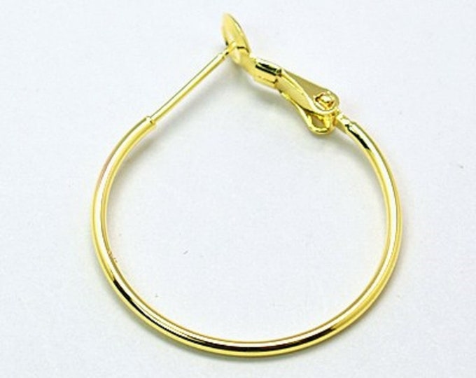 2 Pairs(4 pieces) Brass Hoop Earrings Findings Gold Finish-20mm -LL1375