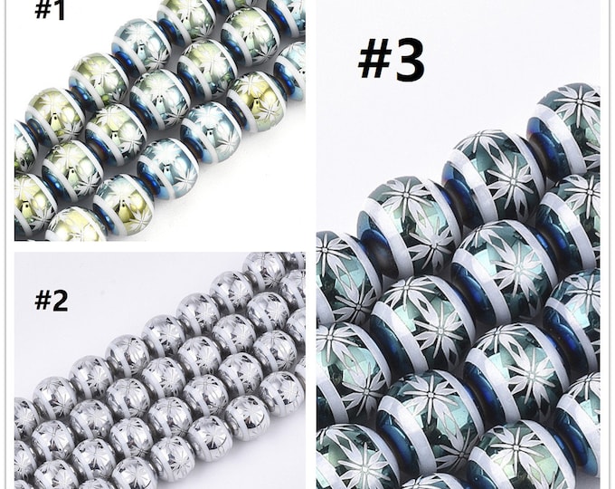 10pc 10mm round flower pattern Electroplate Glass Beads -pls pick a color