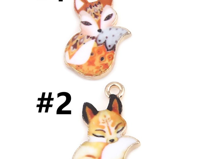4pc  19mm x 11mm zinc alloy  with enamel fox pendant-pls pick a style