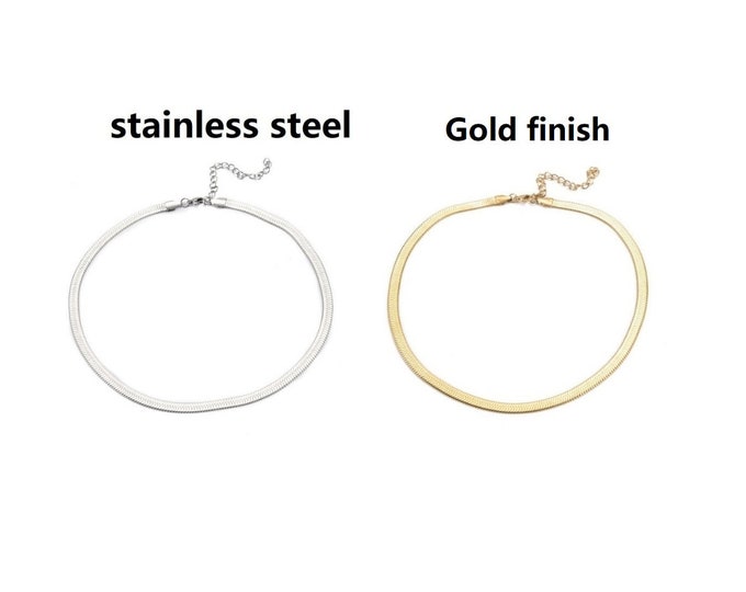 1pc  15.6" Stainless Steel Herringbone Chain Necklaces with Extension- Pls pick a color