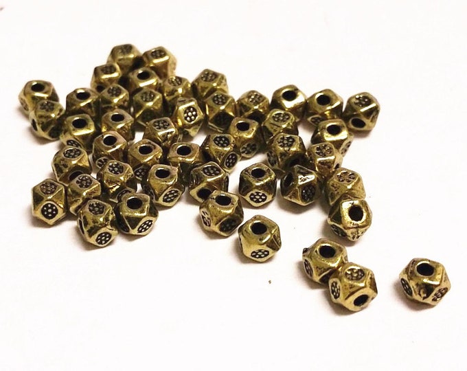 50pc 4mm antique brass finish fancy metal beads-905