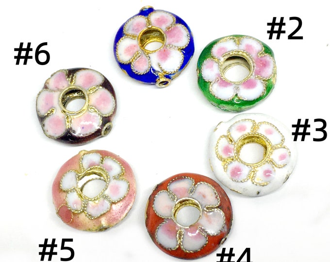 2pc 14mm flat round shape handmade  Cloisonne Beads LL1387-pls pick your color