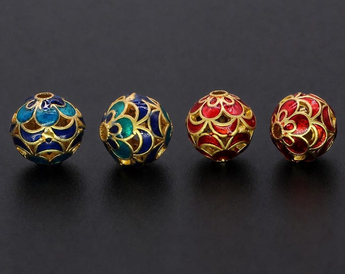2pc 10mm Enamel Beads, Round Spacer Beads, Jewelry Making Supplies,  pls pick a color