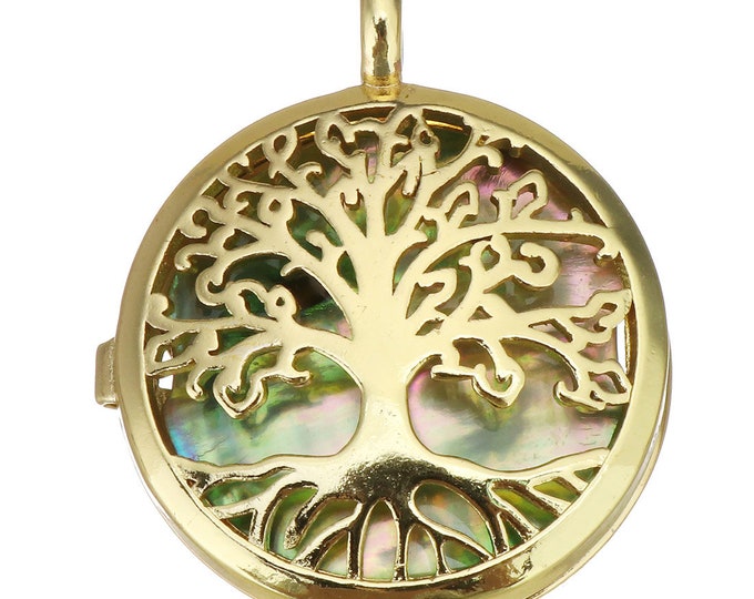 1pc Tree Of Life Locket Pendant shell with Brass -gold finish-FL52