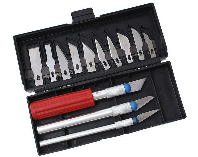Hobby Knife Razor Blade Set Kit w/ Case Cutter Tool Exacto Precision Cutting