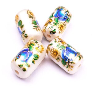 2pc 16x10mm resin made printed flower column beads-R407