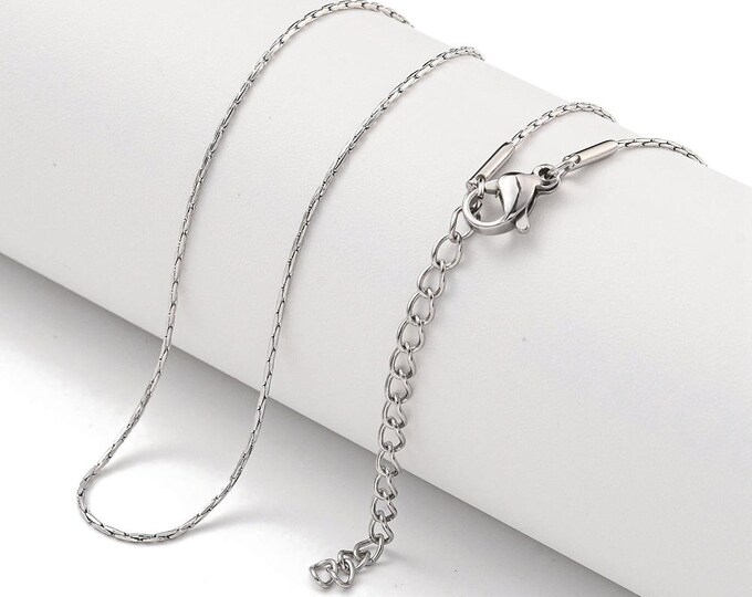 1pc 17.5inches 304 Stainless Steel Boston Chain Necklaces with 2 inch extension-LL614