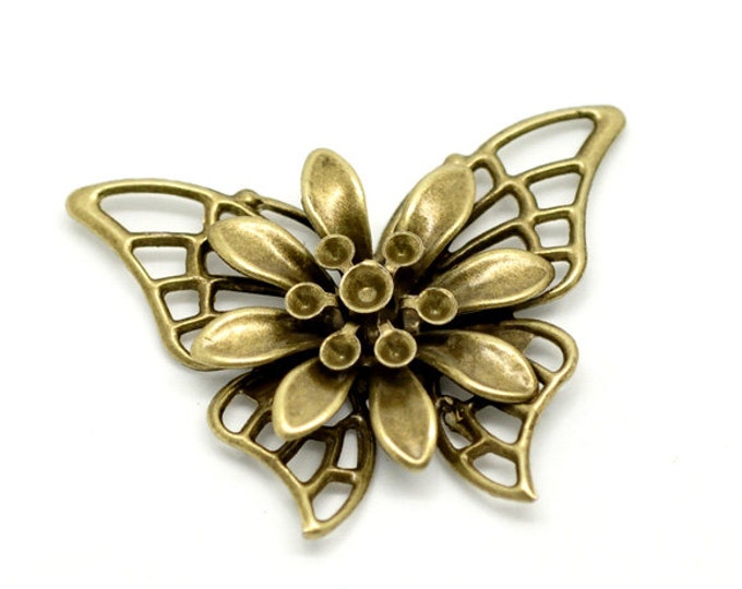 4pc Antique Bronze 4.5x3.5cm Butterfly Embellishment Findings Cabochons -5627
