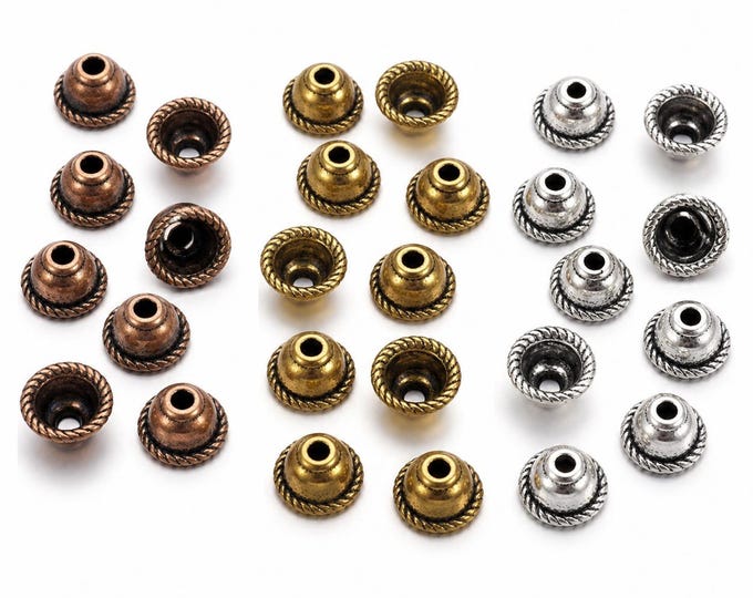 24pc  antique finish 8mm metal bead cap-pls pick a color