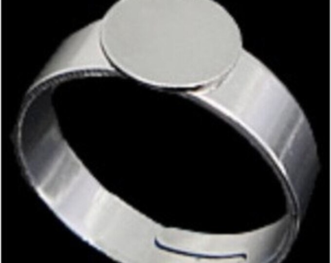 6pc platinum look ring settings with 8mm pad-866