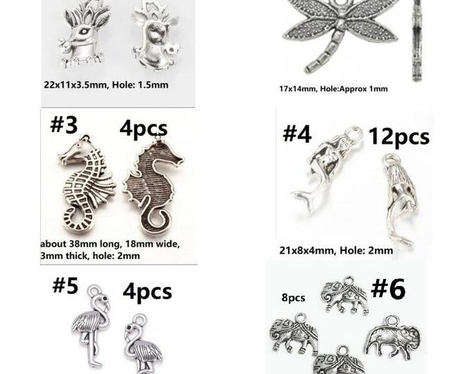 Antique silver finish metal animal pattern pendants-Pls pick a pattern(deer pendant, mermaid pendant, flamingo pendant, dragonfly pendant)