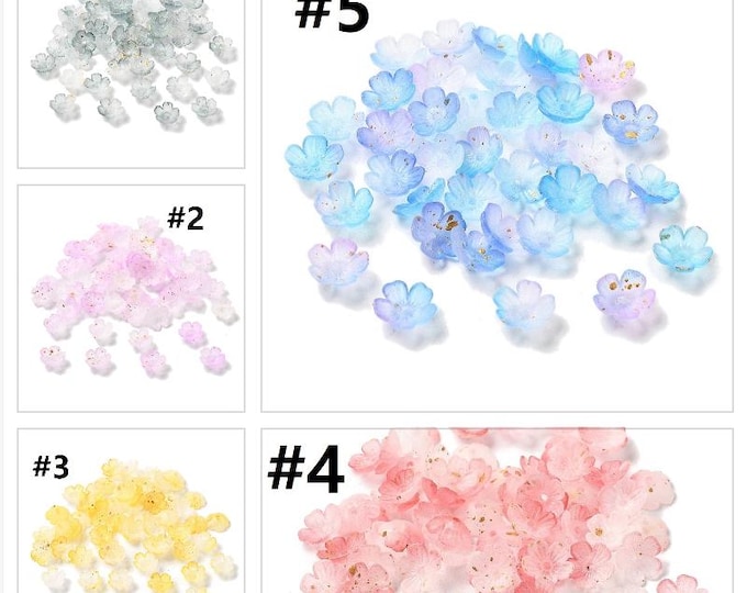 50pc 11mm acrylic with golden foil flower beads/bead caps-pls pick a color