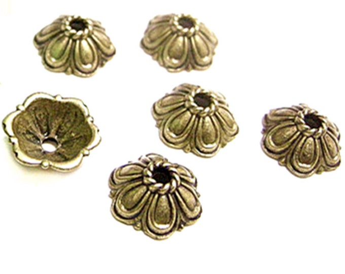 24pc 11.5mm antique bronze  finish metal bead cap-8863P