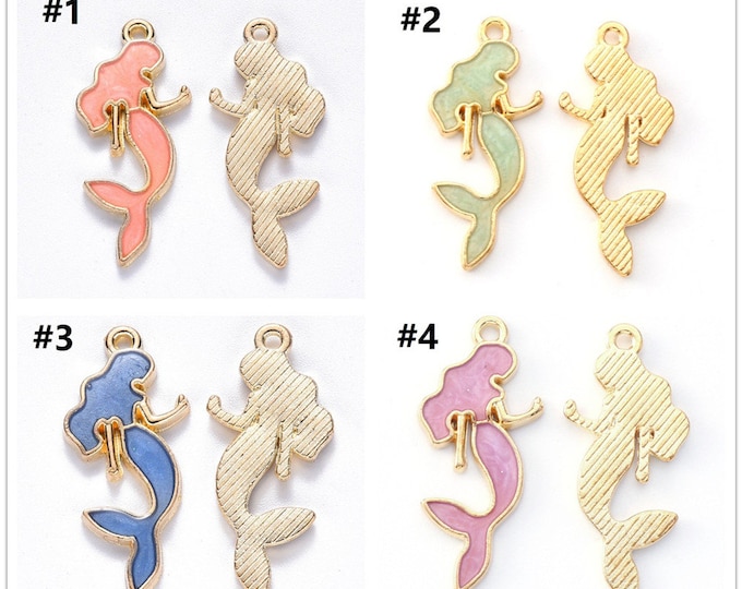 6pc   29x12mm metal with enamel mermaid pendants R371 -pls pick a color