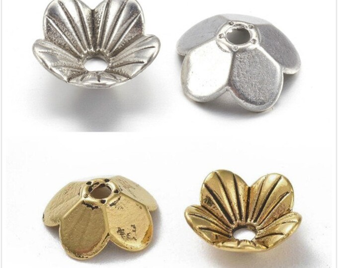 24pc 10mm antique finish flower bead caps-pls pick a color