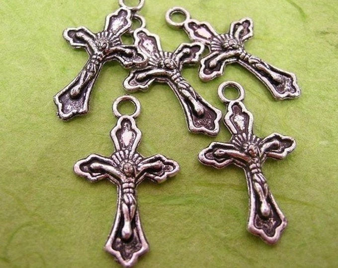 10pc acrylic antique silver finish acrylic made cross pendants-1040