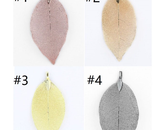 1pc 50x30mm  natural leaf with brass coating pendant-pls pick a color