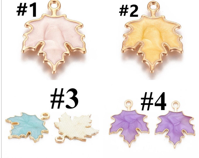 4pc 24x19mm zinc alloy  with enamel maple leaf charm/pendant-pls pick a color