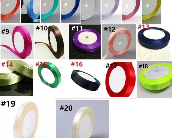 1 of 12mm  satin ribbon roll 25 yards-pls select your own color