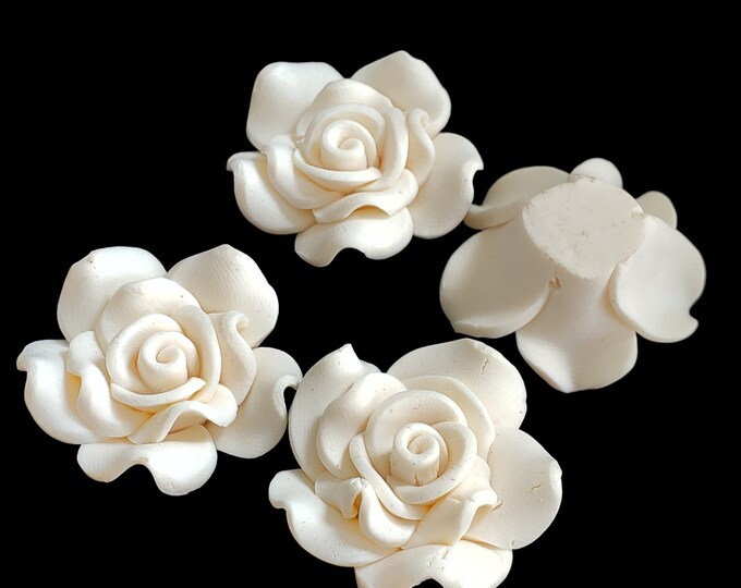 4pc handmade Polymer Clay 31mm flower shape bead-5855