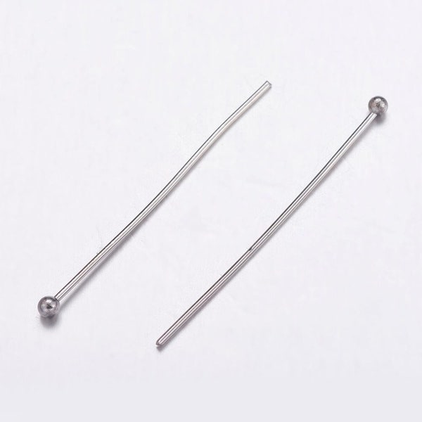 50pcs Stunning Round Ball Head Pins Stainless Steel (gauge 21 or 22)-pls pick a length