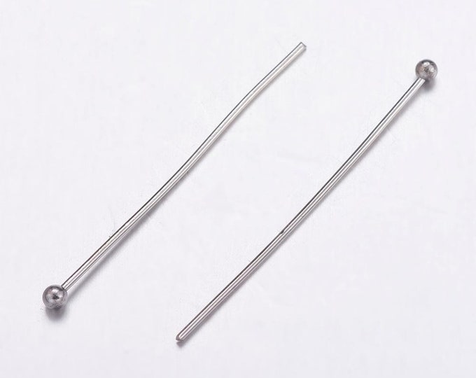 50pcs Stunning Round Ball Head Pins Stainless Steel (gauge 21 or 22)-pls pick a length