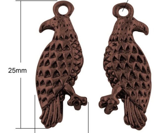 8pc 25x9mm antique copper  finish metal eagle pendant-bak87