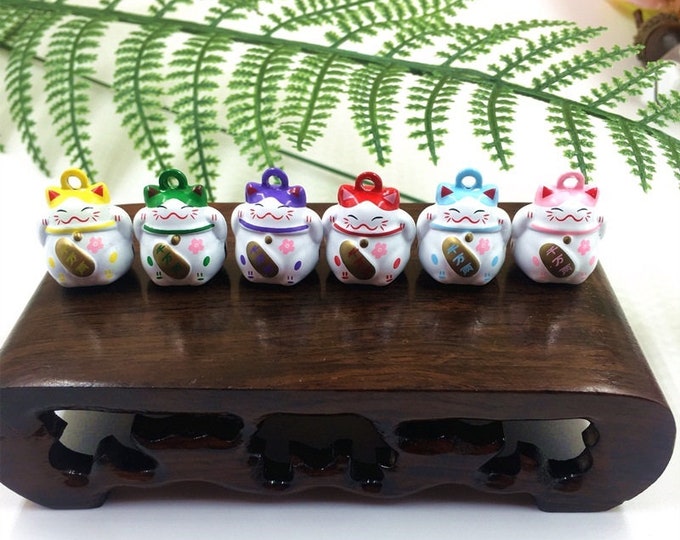 2PC 18x14mm cute metal with bell lucky cat pendants FL31-pls pick a color
