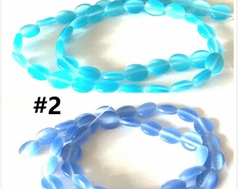 1 strand 10x8mm flat oval cat eye glass beads(40pcs)-pls pick a color