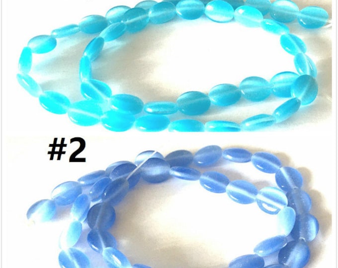 1 strand 10x8mm flat oval cat eye glass beads(40pcs)-pls pick a color