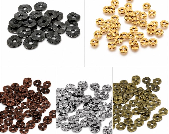50pcs Metal 7mm Wavy Spacer Beads-pls pick a color