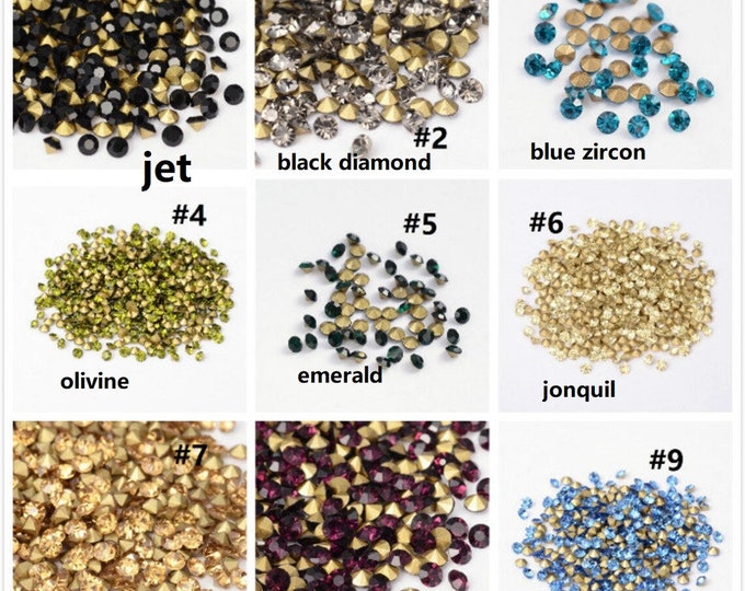 Wholesale 1440pc Machine Cut Pointed back Foil Rhinestone 2mm SS6 -pls pick a color